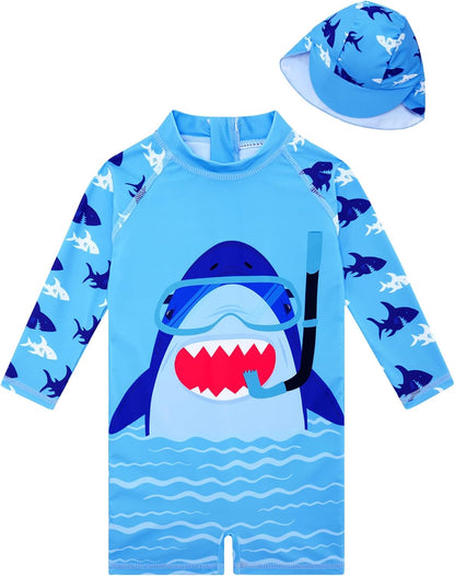 uideazone Baby Boys One Piece Swimsuit Long Sleeve UPF 50+ Rash Guard Bathing Suit Swimwear with