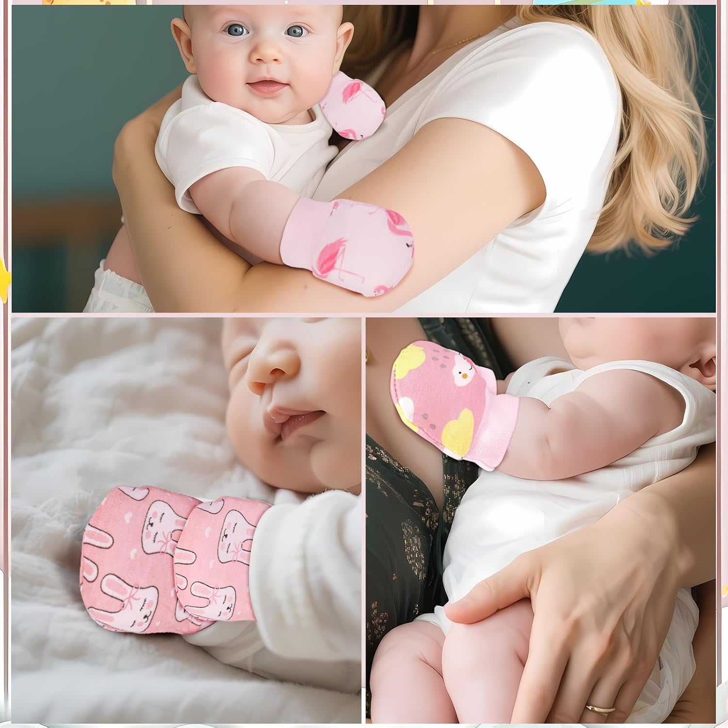 No Scratch Baby Mittens Newborn Infant Toddler Mittens Soft Elastic Wrist Gloves Mitten for 0-6
