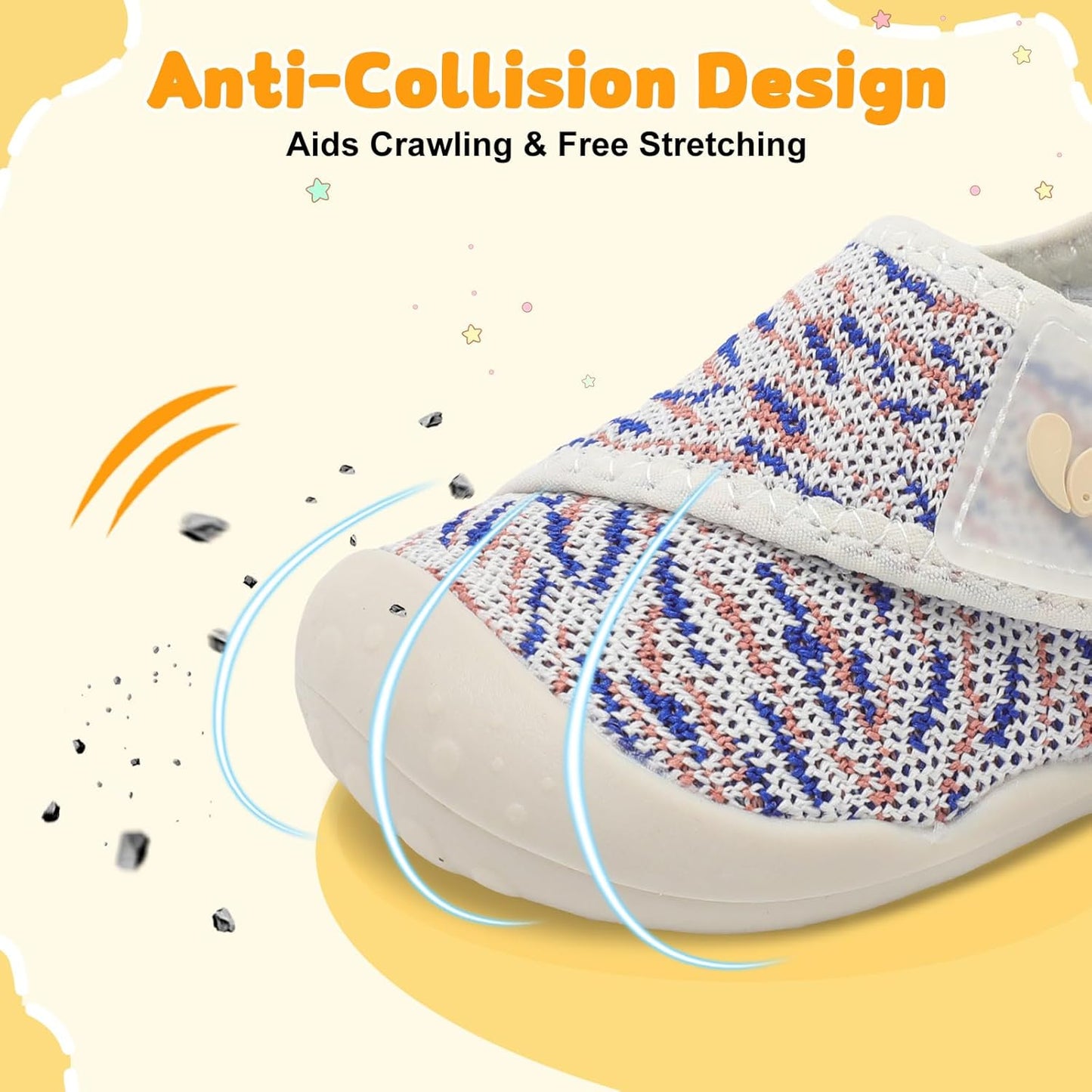 FEETCITY Baby First Walking Shoes Wide Baby Shoes Infant Sneakers Newborn Crib Shoe Barefoot