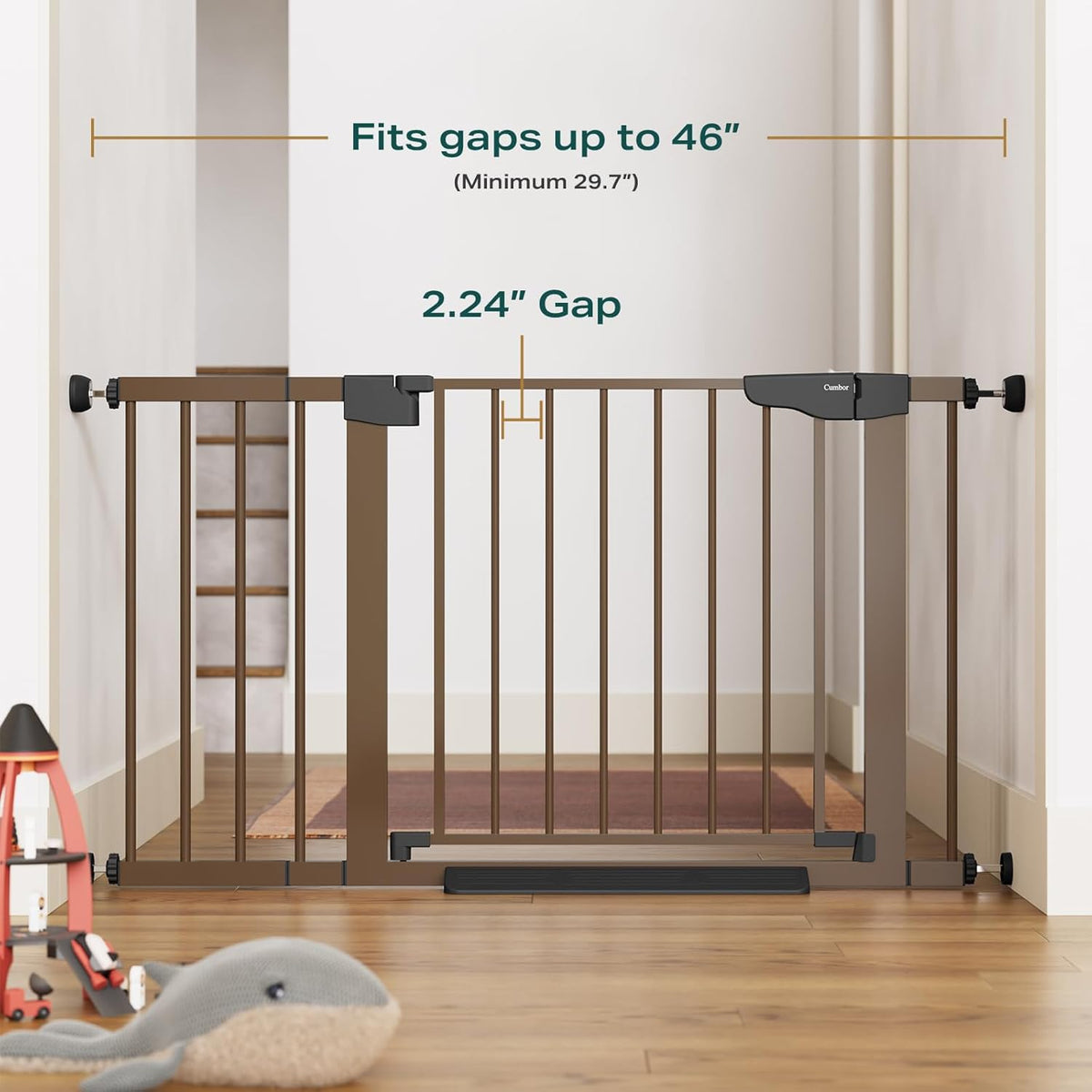 Cumbor 2 Pack 29.7-46" Baby Gate for Stairs, Mom's Choice Awards Winner-Auto Close Dog Gate for