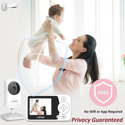 Baby Monitor with Camera and Audio, Video Baby Monitor No WiFi Night Vision 2.4" LCD Screen