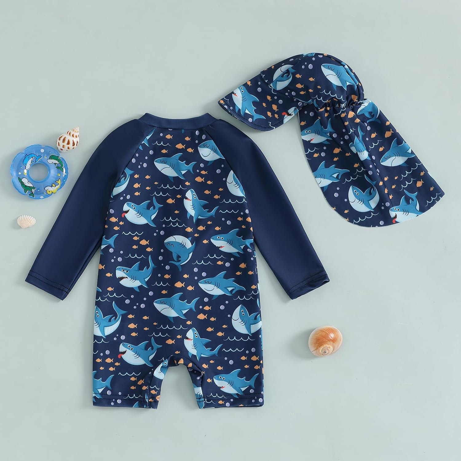Hnyenmcko Baby/Toddler Boy Rash Guard Swimsuit Long Sleeve One Piece Zipper Swimwear Sunsuit Infant