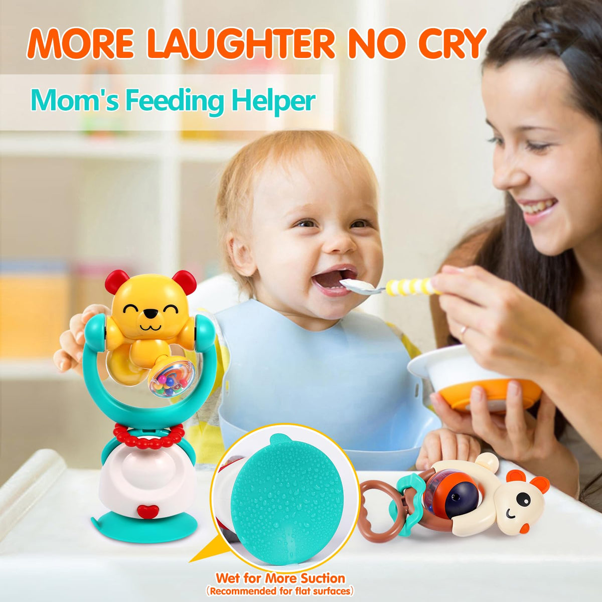Baby Toys 6-12 Months, Removable Baby Rattle, 6 Month Old High Chair Toys