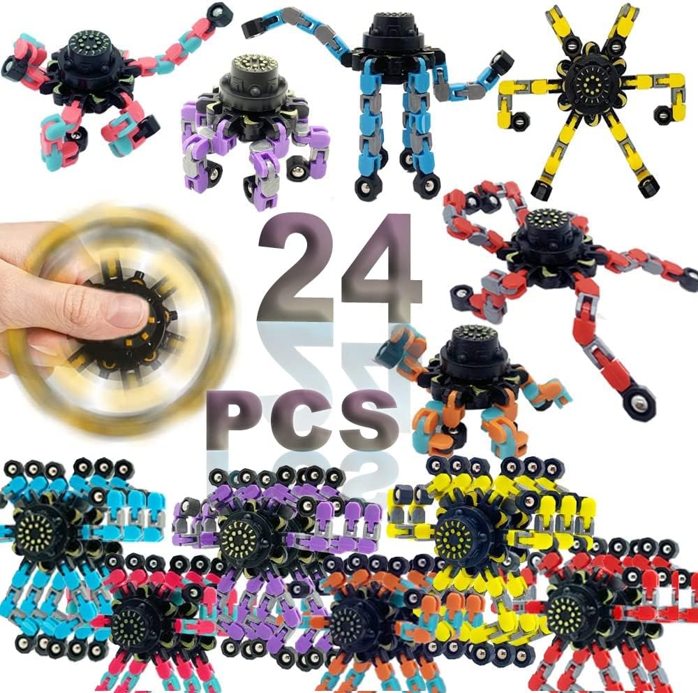 24PCS Fingertip Gyro Fingertip Mechanical Top DIY Deformation Robot Metal Transformable Gyro
