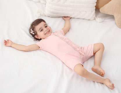 JunNeng Baby Boy Girl 2 Pack Rayon of Bamboo Summer Sleeper Infant Soft Short Sleeve Zipper