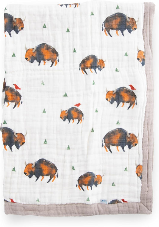 Little Unicorn Newborn Receiving Quilt | Ultra- Soft, Multi-Layered Muslin Fabric | Gift for
