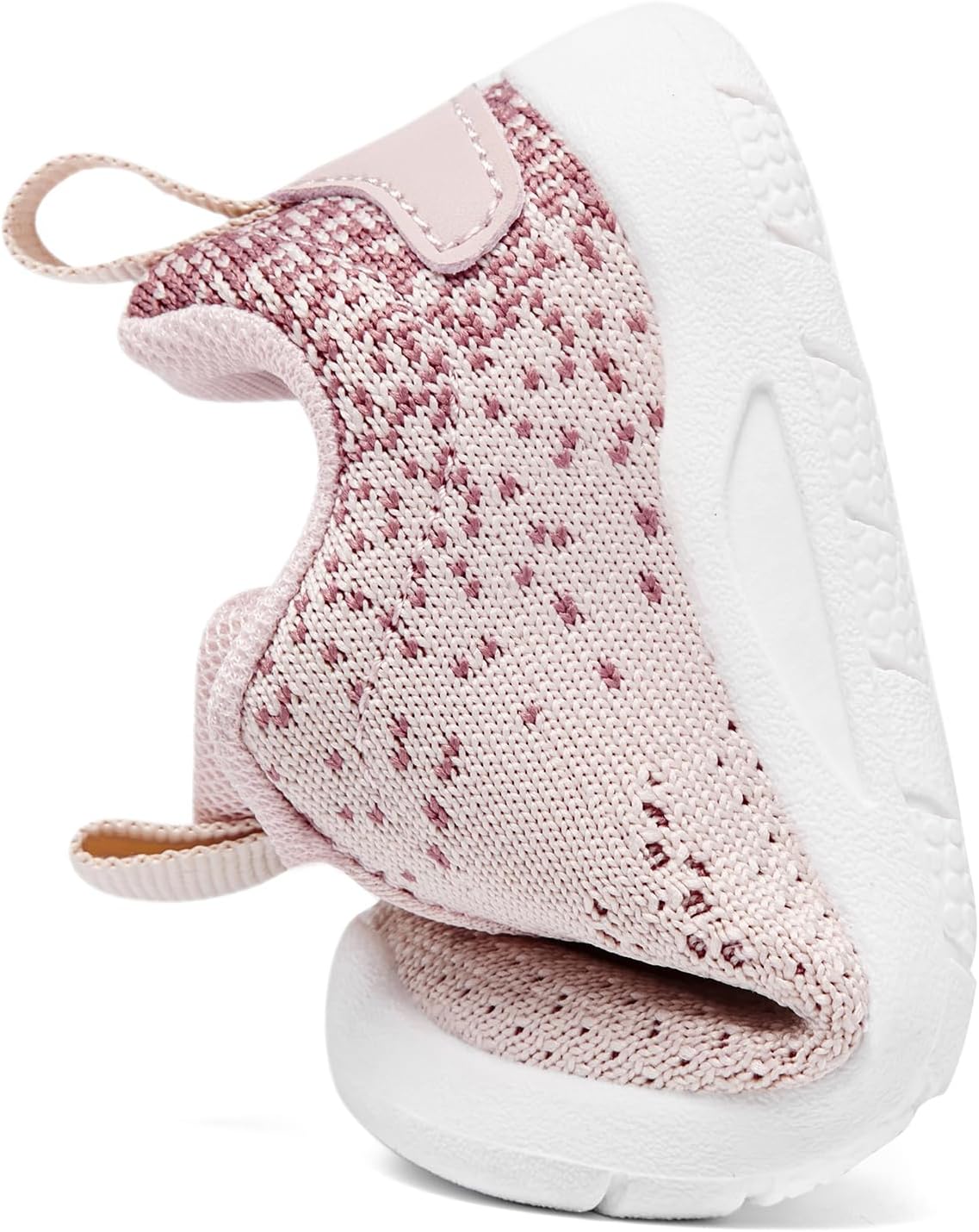 MORENDL Toddler Slip On Sneakers Baby Walking Shoes Non-Slip Breathable Unisex Pink Mesh Lace-Up