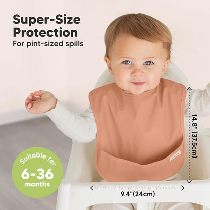3-Pack Waterproof Baby Bibs for Eating - Lightweight Toddler Feeding Bibs with Large Food Catcher