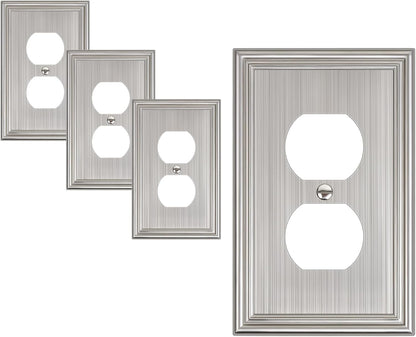 4-Pack Duplex Outlet Cover, Durable Solid Zinc Alloy Decorative Switch Plates and Outlet Covers
