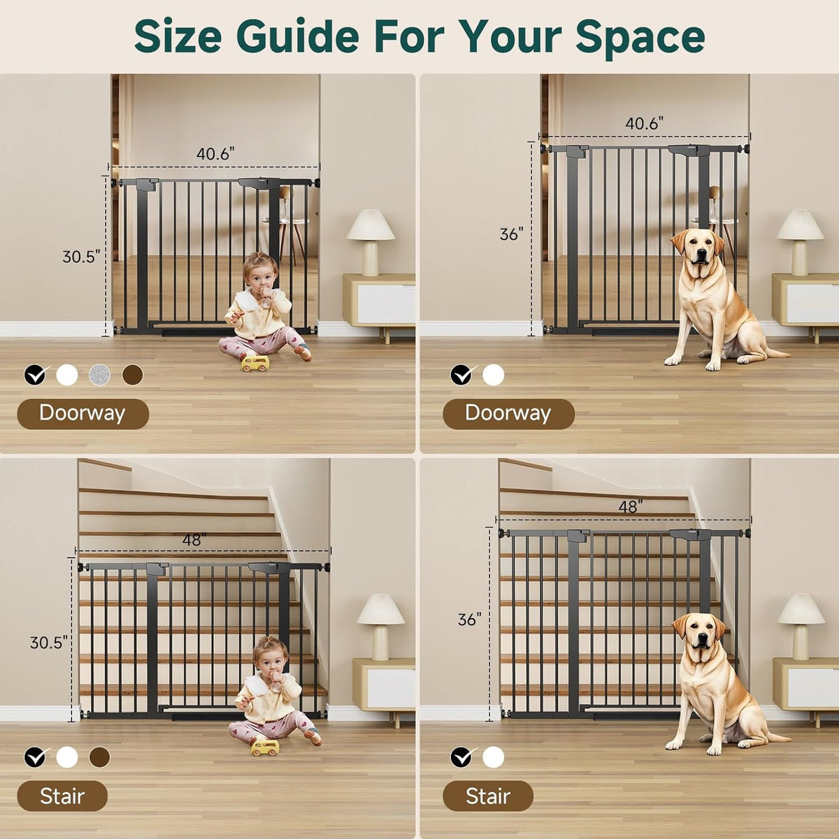Cumbor 29.7-40.6" Baby Gate for Stairs, Baby Essential Safety Gate, Mom's Choice Awards Winner-Dog