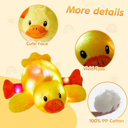 Glow Guards 12'' Light up Yellow Duck Stuffed Animal Soft LED Night Light Glowing Plush Toy Pillow