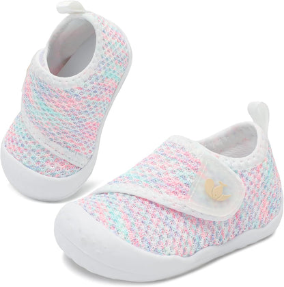FEETCITY Baby First Walking Shoes Wide Baby Shoes Infant Sneakers Newborn Crib Shoe Barefoot