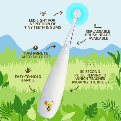Jack N' Jill Tickle Tooth Toddler Electric Toothbrush with Replacement Head - Gentle Cleaning, Made
