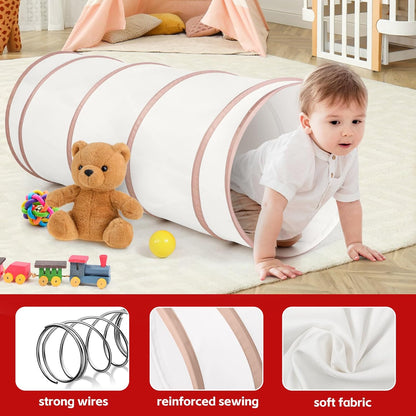Moncoland Kids Play Tunnel Tent for Toddlers, Pop Up Crawl Tunnel Toy for Baby or Pet with Neutral