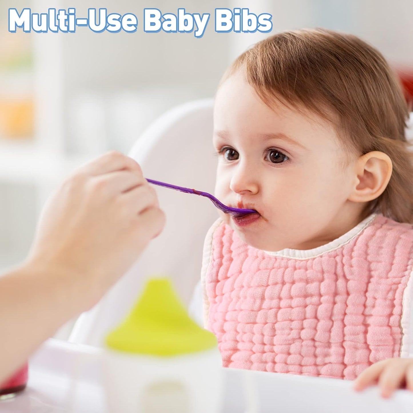 Tatuo 50 Pcs Muslin Baby Bibs Bulk Muslin Cotton Teething for Boy Girls Burp with Snap, Baby