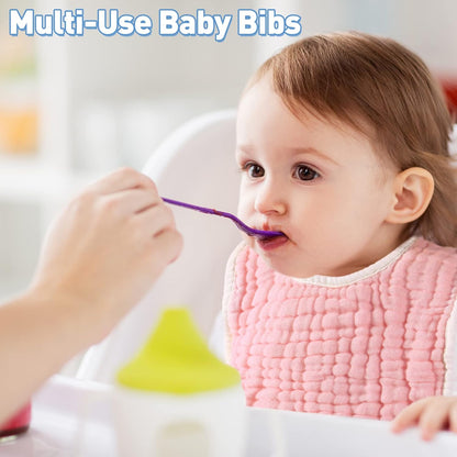 Tatuo 50 Pcs Muslin Baby Bibs Bulk Muslin Cotton Teething for Boy Girls Burp with Snap, Baby