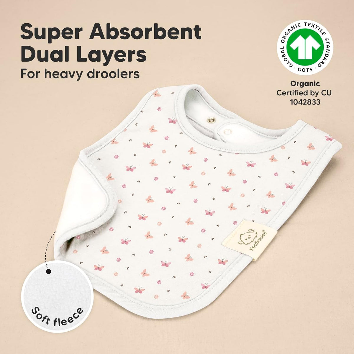 KeaBabies 8-Pack Organic Baby Bibs for Boys, Girls - Super Absorbent Cotton Drool Bibs for Baby
