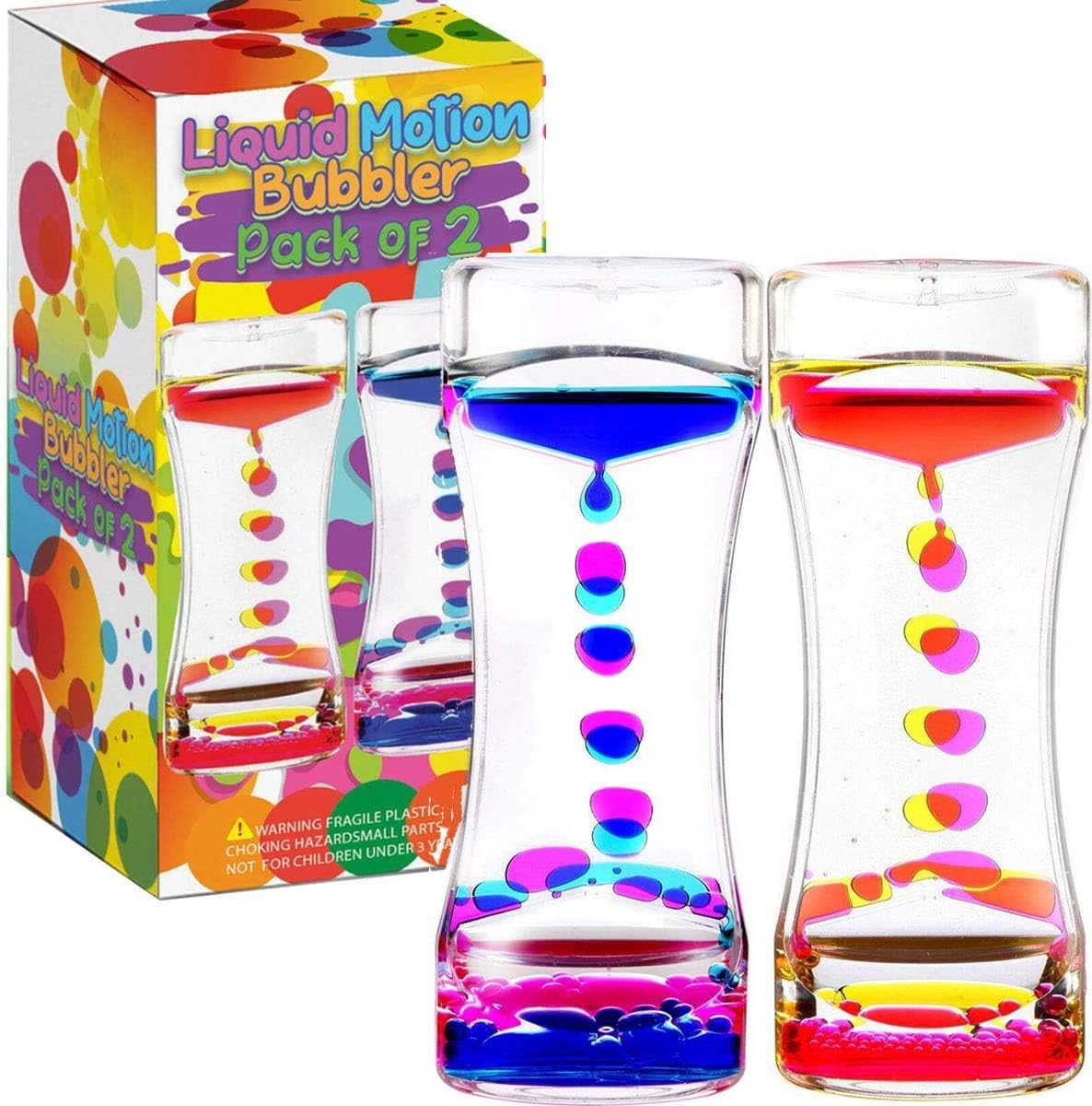 Liquid Motion Bubbler Sensory Timer, 2 Minute – Big Calming Sensory Bubble Toy for Kids with Autism
