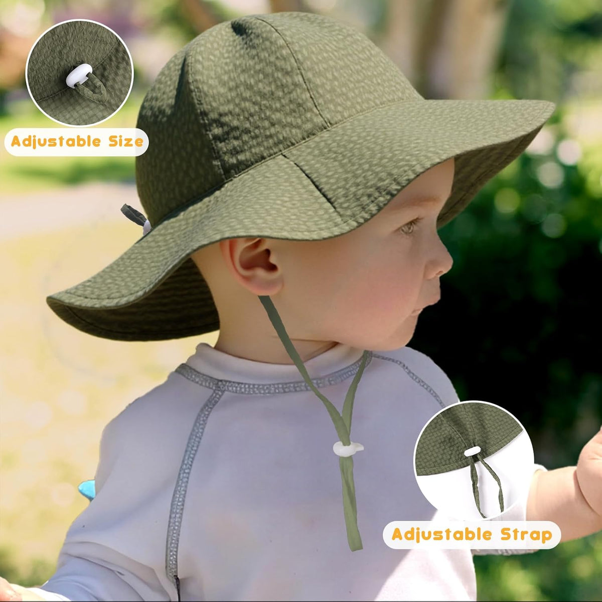 HONGTEYA Baby Sun Hat Toddler Girl Beach Hat Adjustable Outdoor Summer Hat UPF 50+ Sun Protection