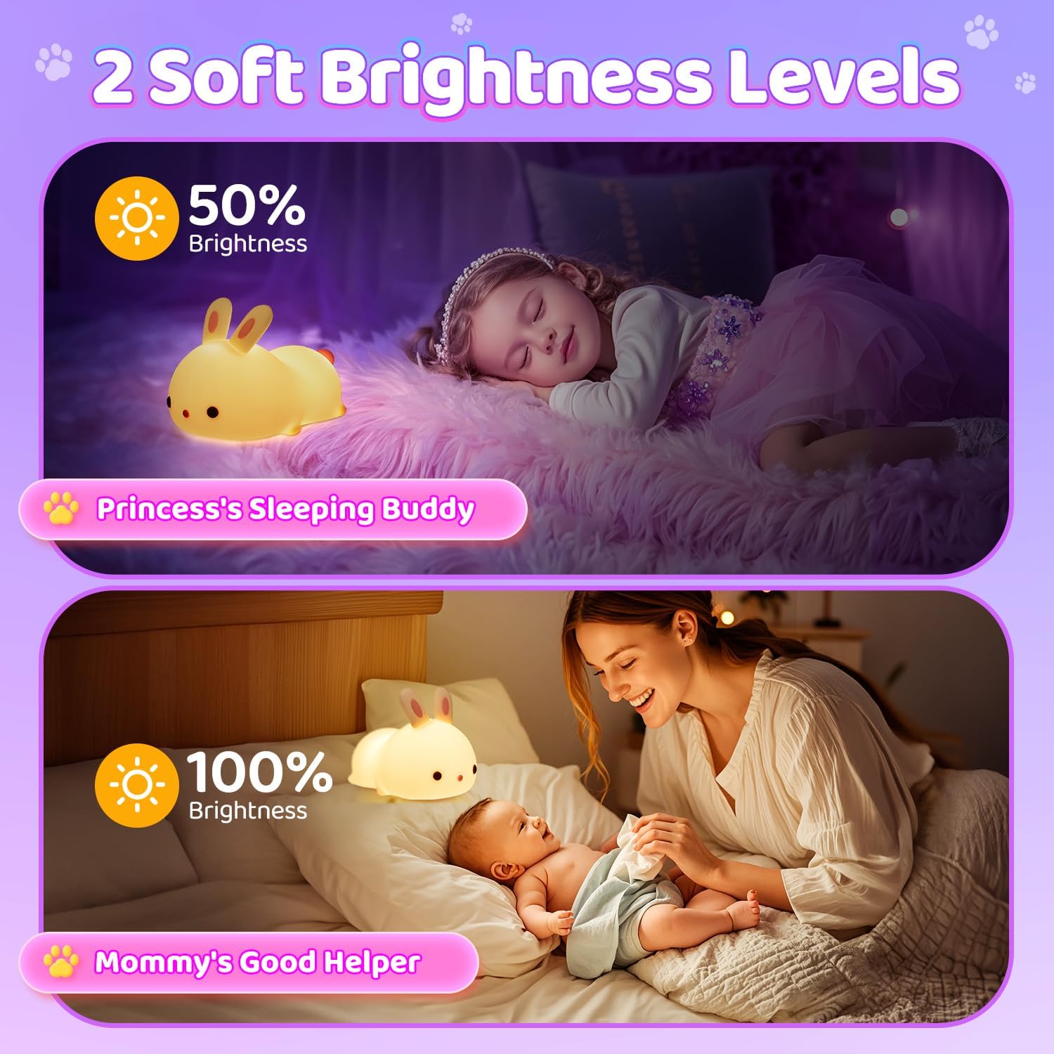 Bunny Night Light for Kids Lamp Cute Lamp, Kawaii 16 Colors Baby Night Lights for Baby Nursery,Soft