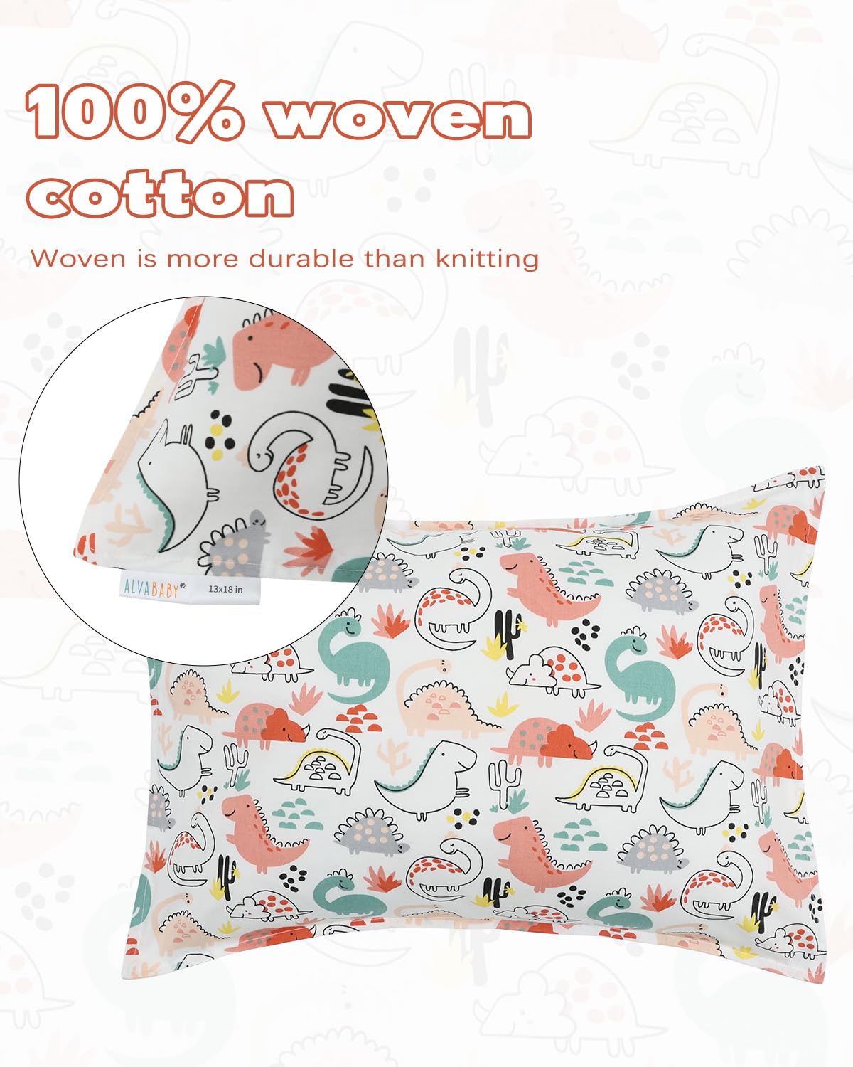 ALVABABY Toddler Pillowcases 2 Pack Organic Cotton Kids Pillow Cover Fit 13"x 18" or 12"x21"