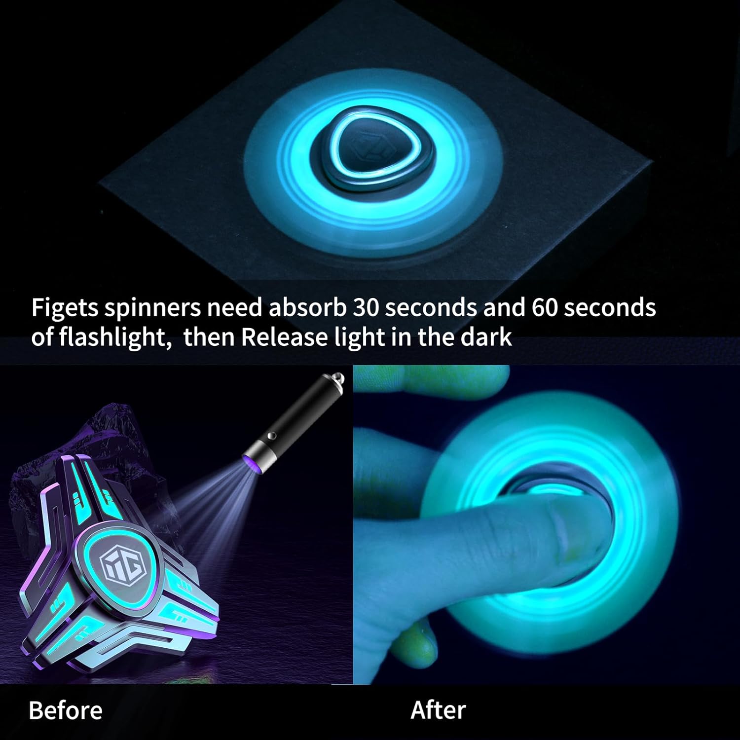 INNOPLUS Fidget Spinner, Fidget Spinners for Adults and Kids, Metal Fidget Spinner, Light Up Fidget