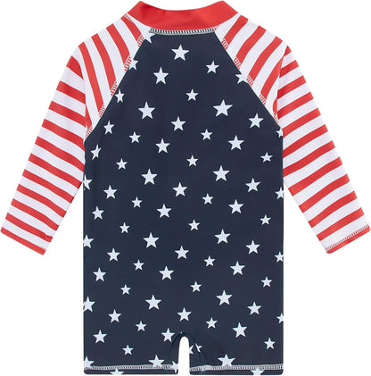 Funnycokid Baby Swimsuit Boy Toddler Bathing Suit Rash Guard UPF 50+ Swimwear 6 Months-4T