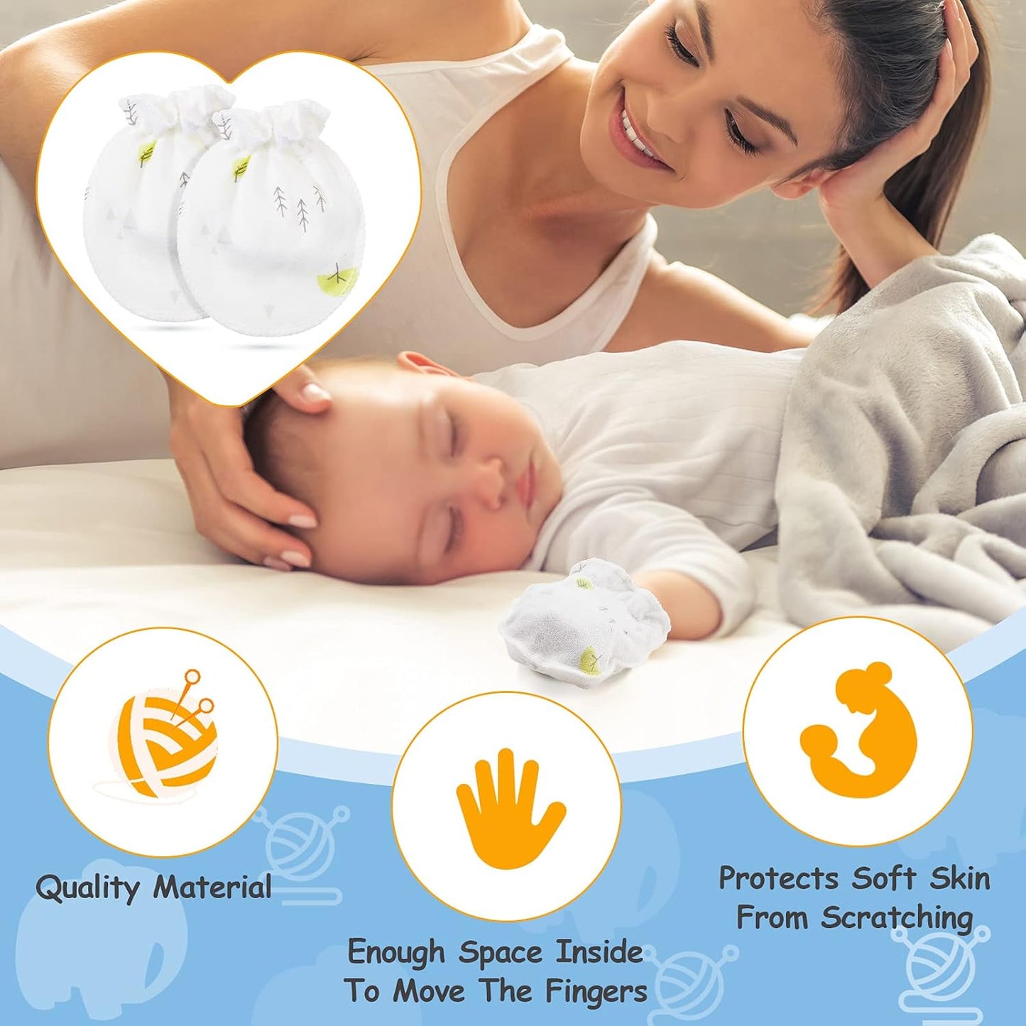 Geyoga 24 Pairs Newborn Baby Mittens Cute No Scratch Mittens Soft Elastic Infant Girl Gloves for