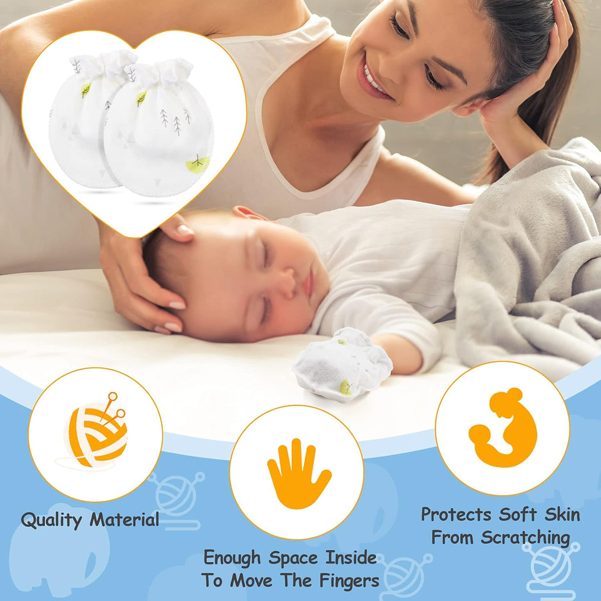 Geyoga 24 Pairs Newborn Baby Mittens Cute No Scratch Mittens Soft Elastic Infant Girl Gloves for