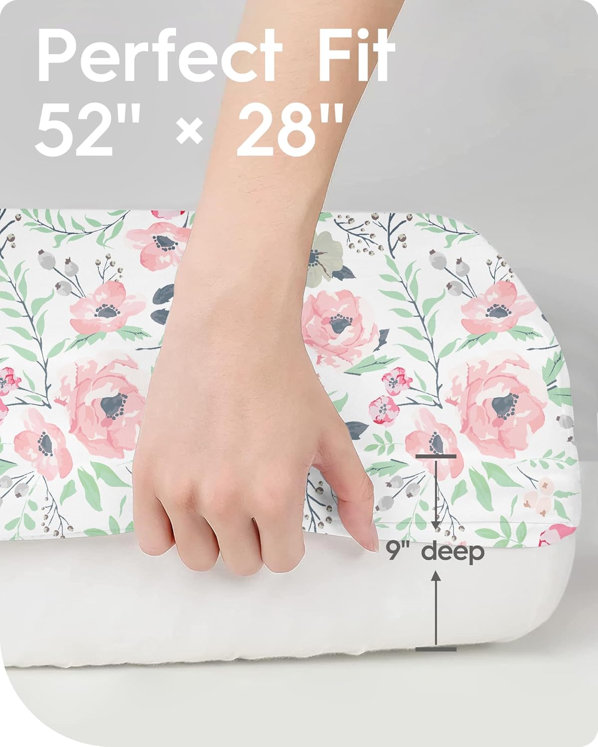 Baby Crib Sheets Girl, TotBasic Premium Soft Crib Mattress Sheet, Ultra Breathable Floral Crib