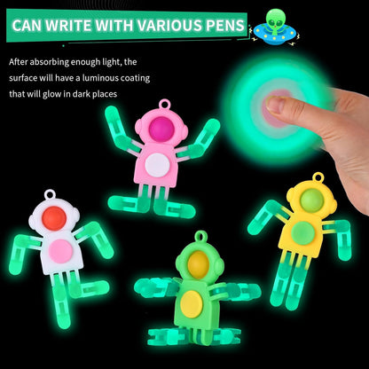 24Pcs Pop Fidget Spinners Bulk - DIY Deformable Astronaut Fingertip Toys with Cards Keychain Fidget