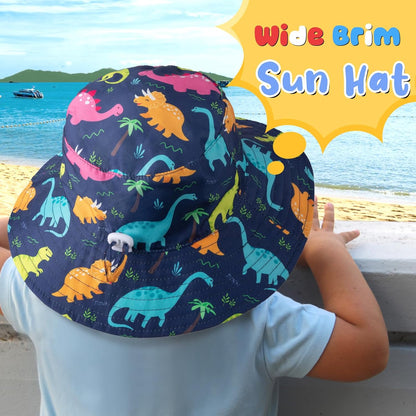 Baby Sun Hat Kids Summer UPF 50+ Toddler Bucket Hat Wide Brim Adjustable Beach Hats for Boys Girls