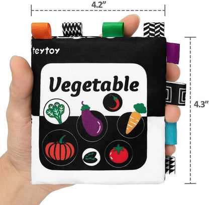 teytoy Baby Soft Cloth Book Set 6 PCS, Black and White High Contrast Baby Activity Crinkle Books