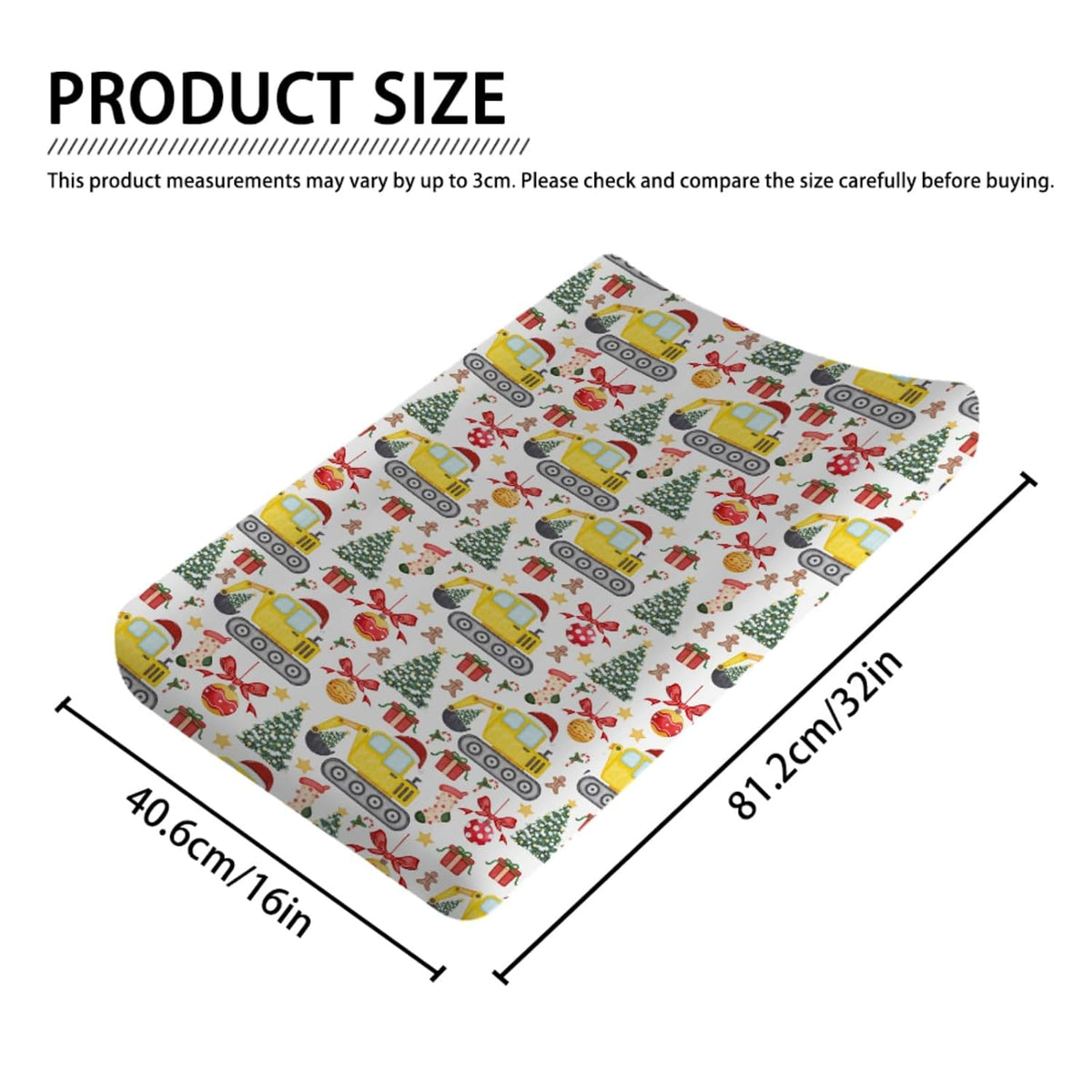 Christmas Truck Excavator Tractor Changing Pad Cover Construction Trucks Unisex Diaper Change Table