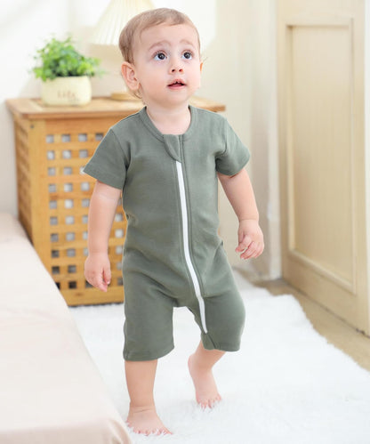 Owlivia Baby Short Sleeve Summer Romper Set, 2 Pack Tank Jumpsuit for Girls and Boys, Cartoon One