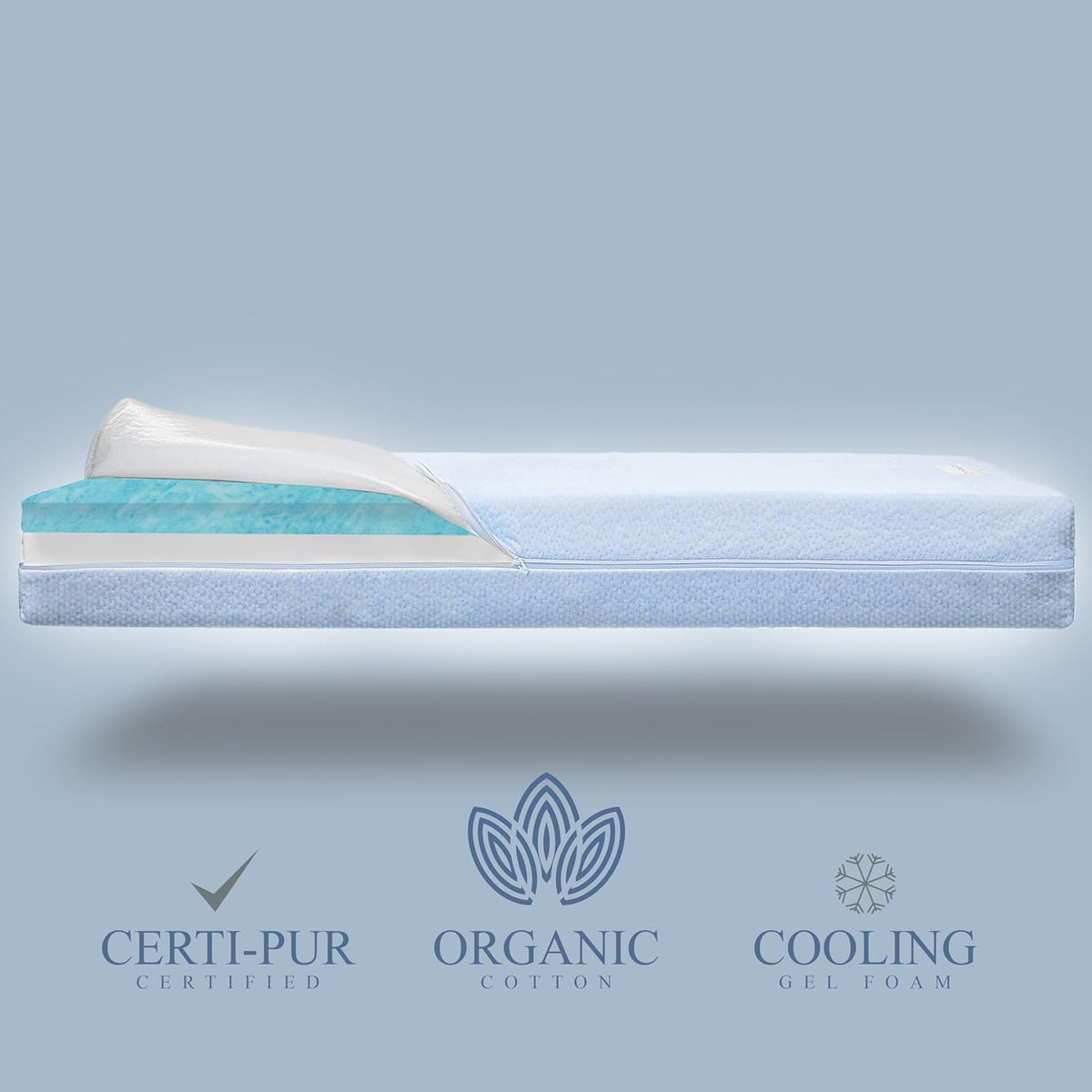 Organic Cotton Dual-Sided Crib Mattress | 2-Stage Premium Memory Foam CertiPUR-US Hypoallergenic