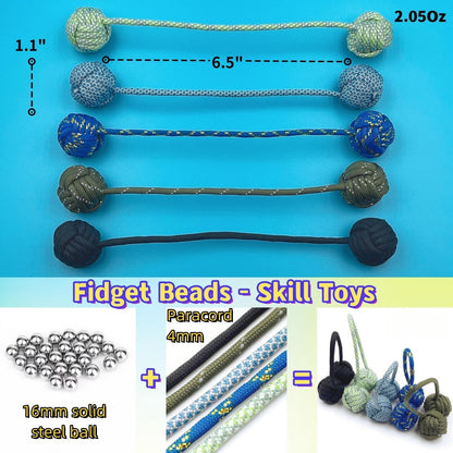 Fidget Beads Skill Toys, Fidget Toys, Parachute Cord and Steel Beads Handmade Fidget Beads
