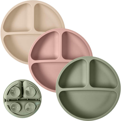 WeeSprout Suction Plates for Babies & Toddlers - 100% Silicone, Dinnerware Stays Put, Divided
