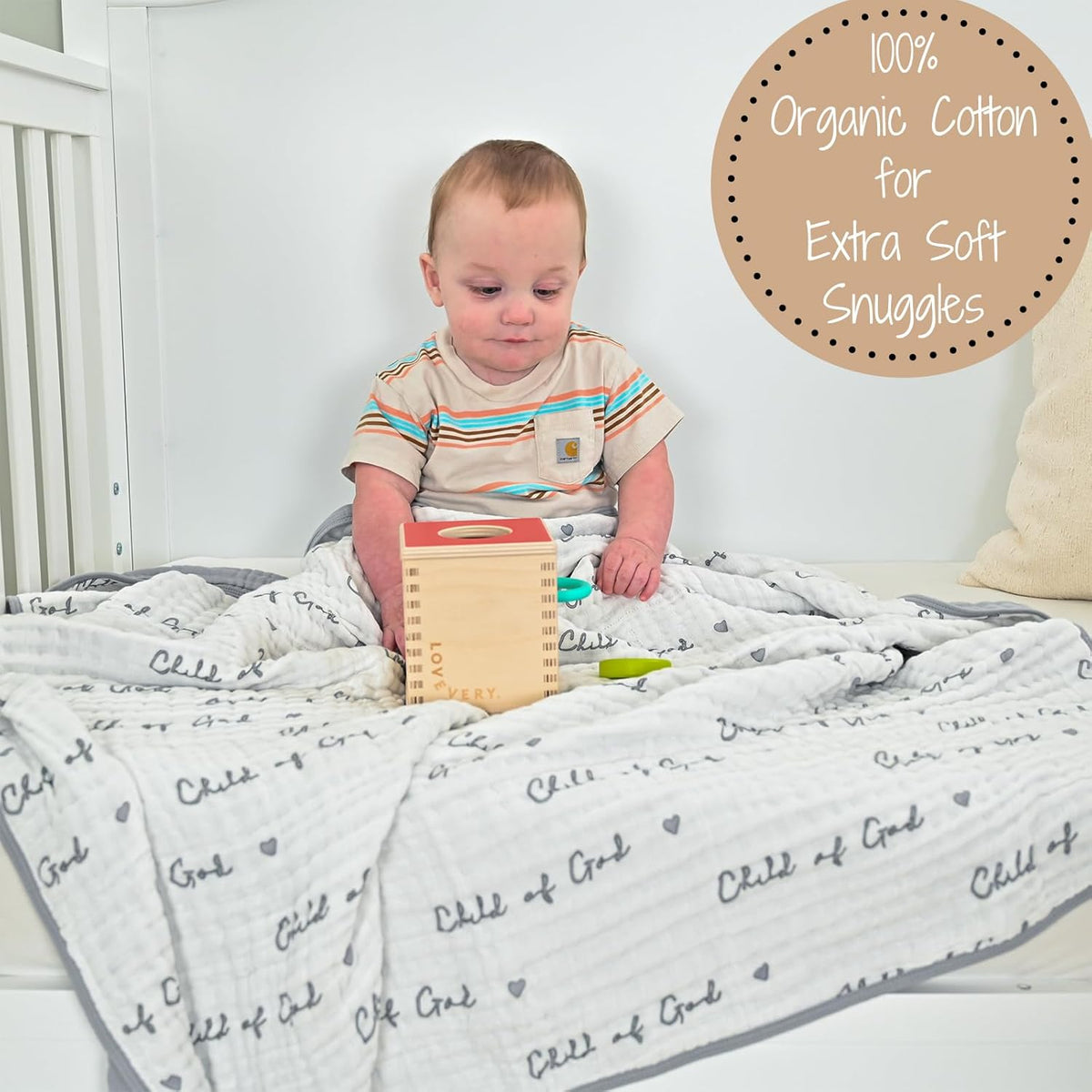 LollyBanks Muslin Baby Blanket 100% Organic Cotton, Muslin Quilt Lightweight, Toddler Blanket for