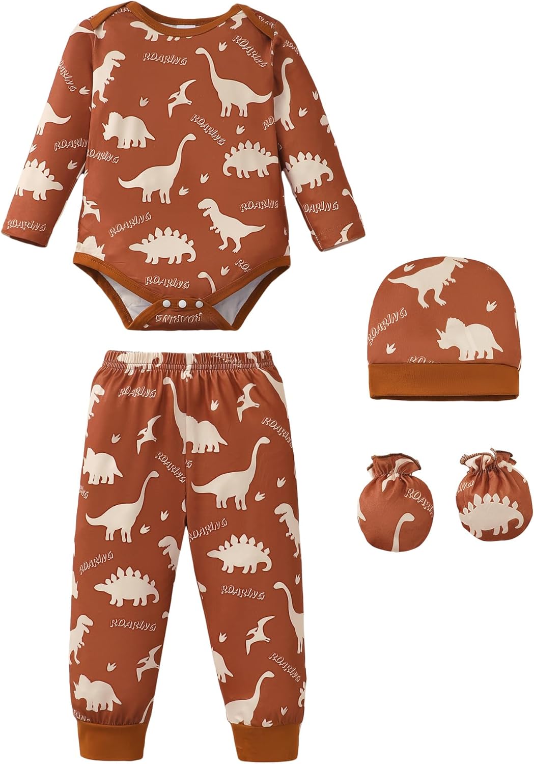 NZRVAWS Newborn Baby Boy Girl Clothes Unisex Infant Romper Pants Set Hat 4-Pack Outfits 0-12 Months