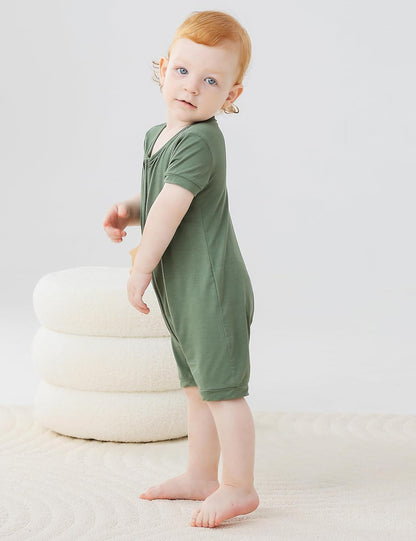 JunNeng Baby Boy Girl 2 Pack Rayon of Bamboo Summer Sleeper Infant Soft Short Sleeve Zipper