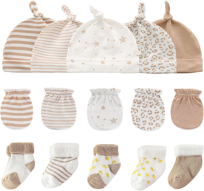 Baby Hats Mittens and Socks Set Cotton Newborn Hat Beanie Soft Infant Girls Boys Caps Gloves 0-6