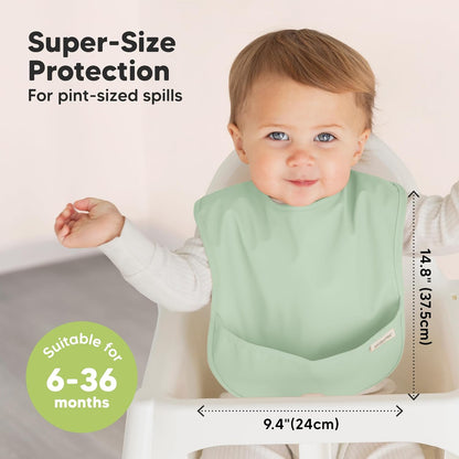 3-Pack Waterproof Baby Bibs for Eating - Lightweight Toddler Feeding Bibs with Large Food Catcher