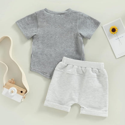 fhutpw Baby Toddler Boy Clothes Summer Outfits 6 12 18 24 Months Patchwork Short Sleeve T Shirt &