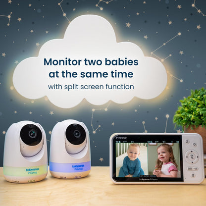 Babysense Prisma Baby Monitor with Camera and Audio, 5” HD Video Baby Monitor with 2 Cameras
