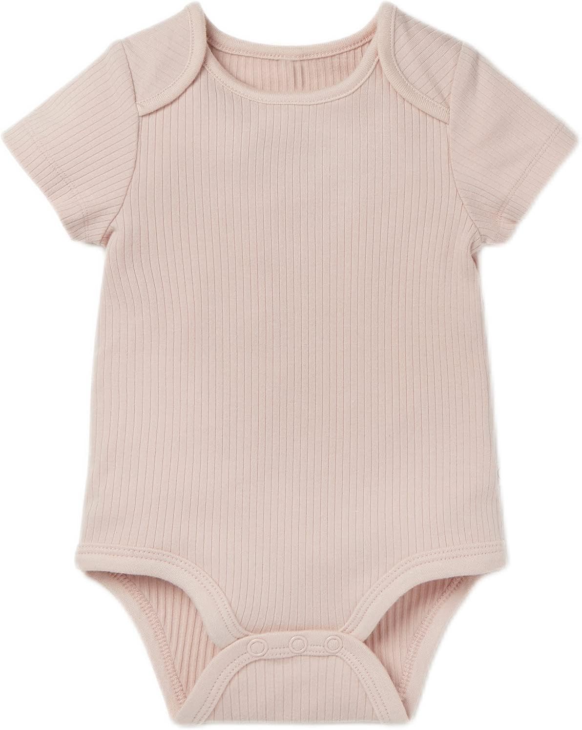MORI Baby Ribbed Short Sleeve Bodysuit with Envelope Neck and Nickel Free Poppers - Unisex Toddler
