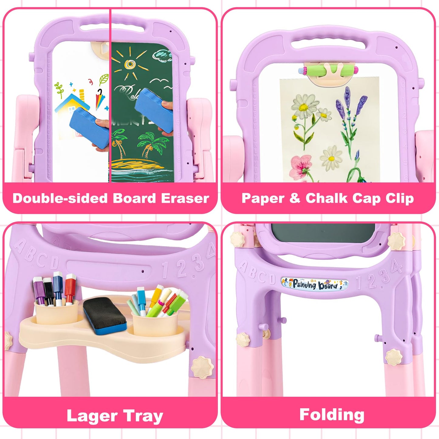 Toddlers Art Easel KidMagnetic White Board Chalk Board Toys 3 4 5 Year Girl Birthday Gifts