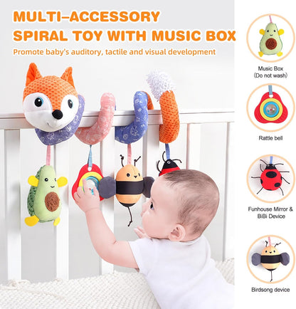 Jollybaby Baby Car Seat Stroller Toys, Plush Activity Hanging Spiral Activity Pram Crib with Music