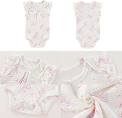 Four Seasons Baby Boy Girl Bodysuits 5-Pack Cotton Comfort Short Sleeve Baby Clothes Soft Infant