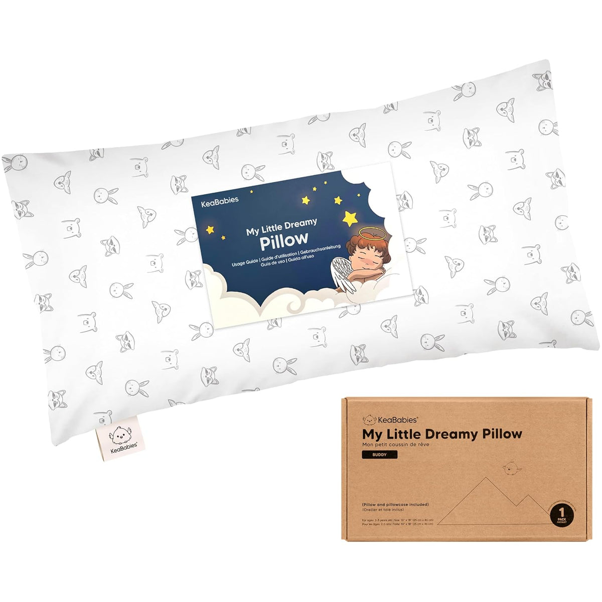 Toddler Pillow with Pillowcase - 10x18 My Little Dreamy Kids Travel Bed Pillows for Sleeping
